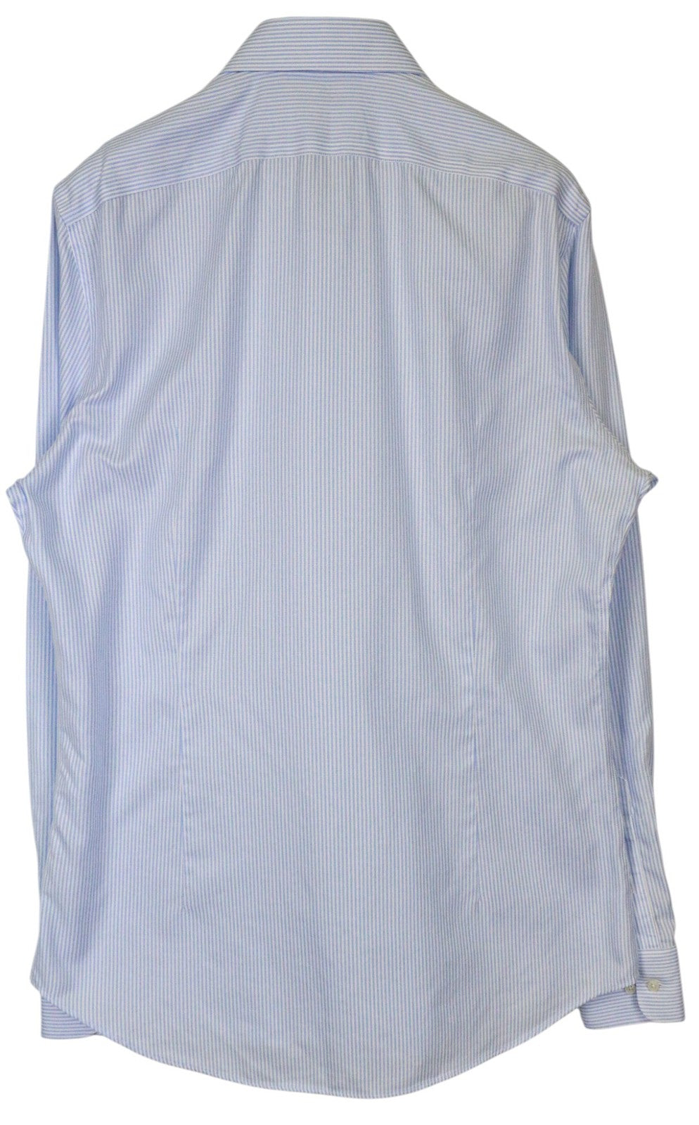 SUITSUPPLY Men Shirt 43L/17L Extra Slim Blue Pure Cotton Stripe Pattern