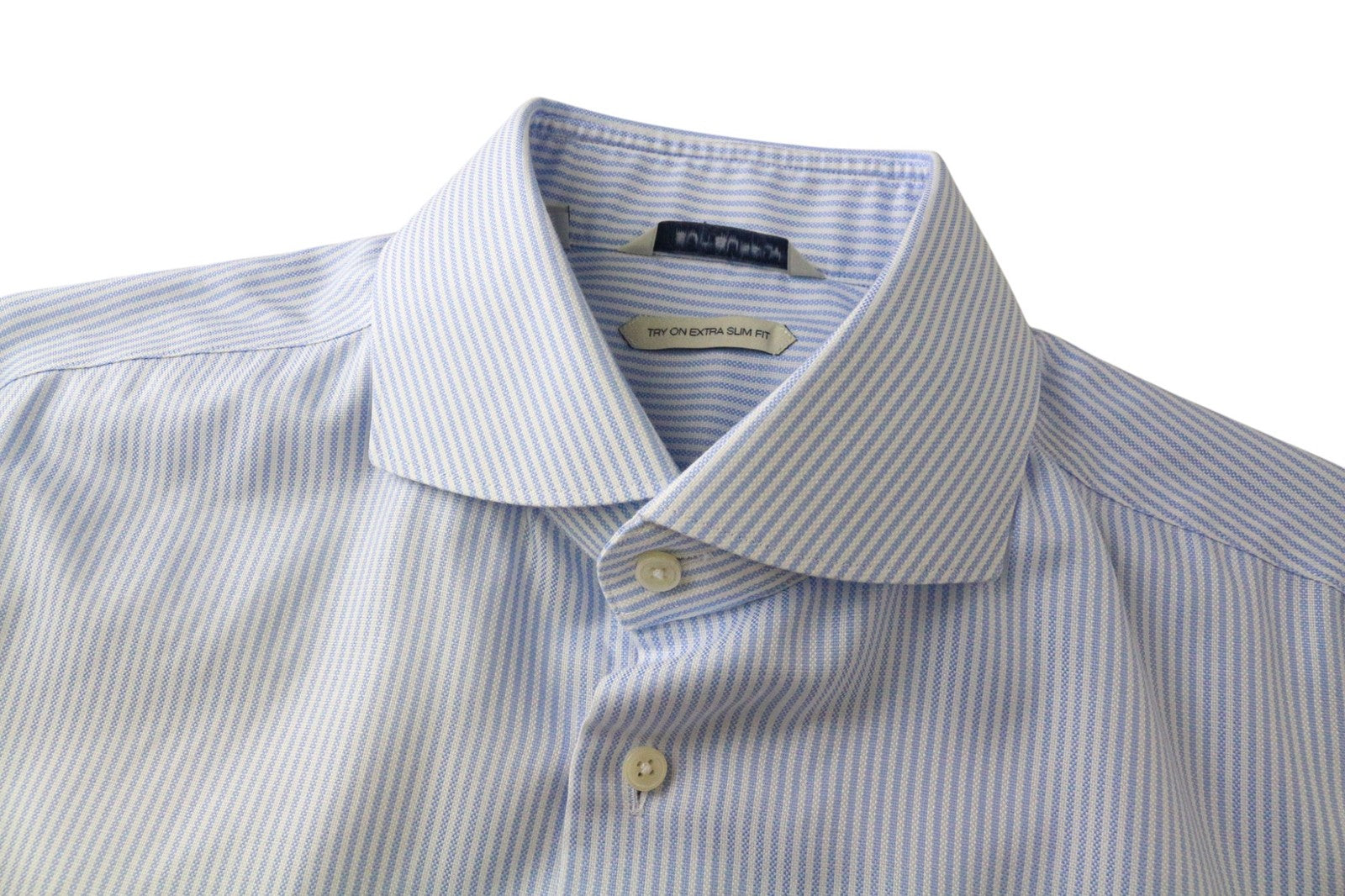 SUITSUPPLY Men Shirt 41L/16L Extra Slim Blue Pure Cotton Stripe Pattern Twill