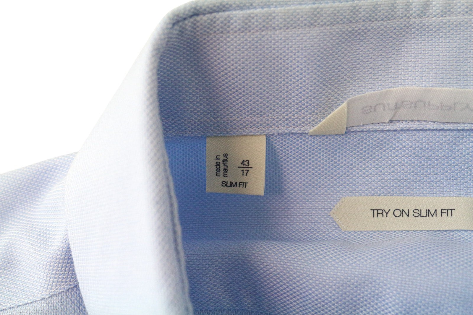 SUITSUPPLY Men Shirt 43/17 Slim Blue Pure Cotton Button-Up Cutaway Twill