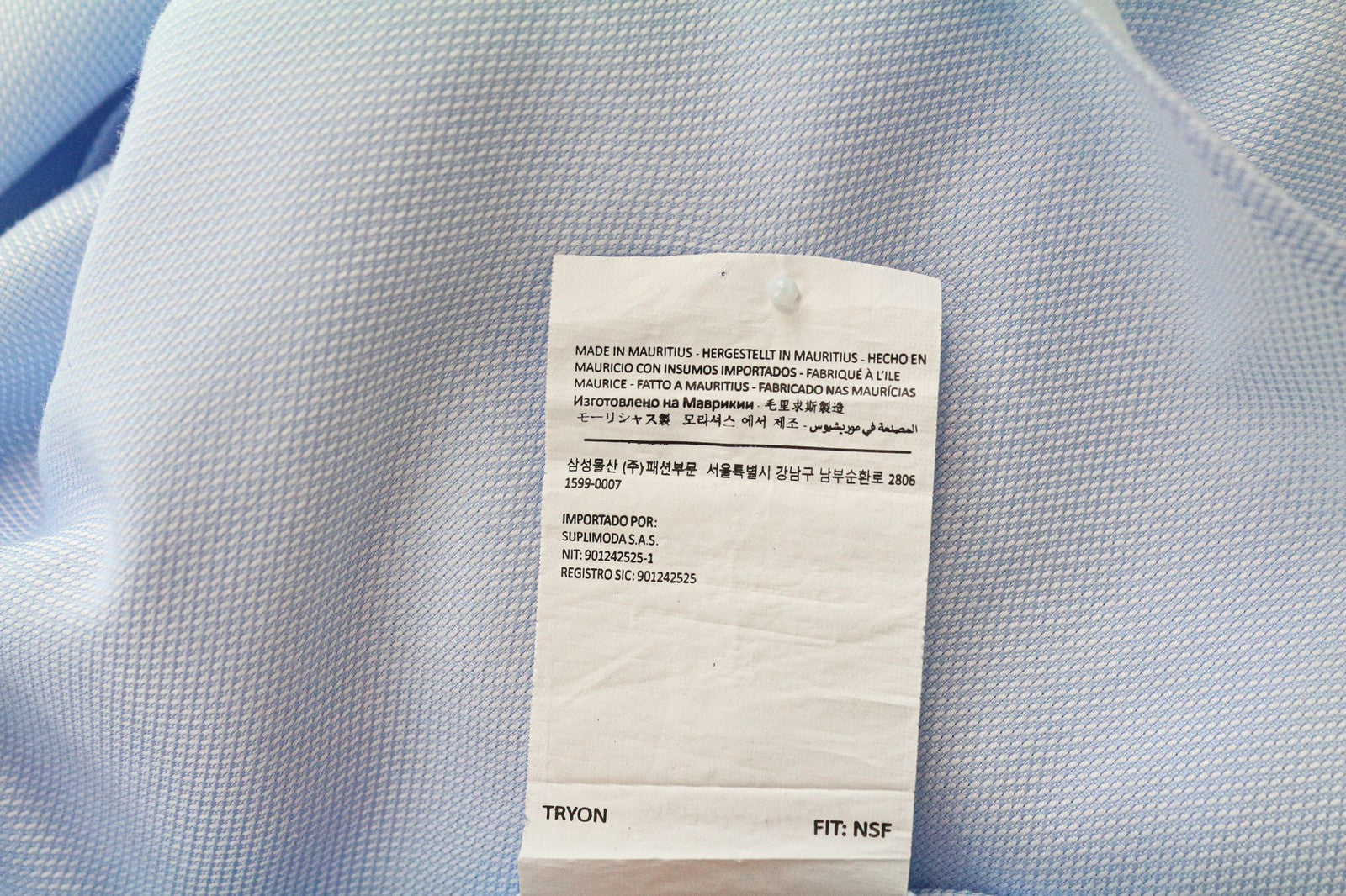SUITSUPPLY Men Shirt 43/17 Slim Blue Pure Cotton Button-Up Cutaway Twill