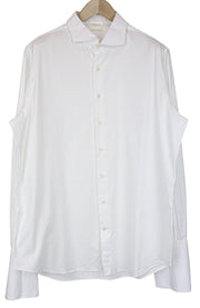 SUITSUPPLY Men Shirt 46/18 Slim White Pure Cotton Cutaway Twill Long Sleeve