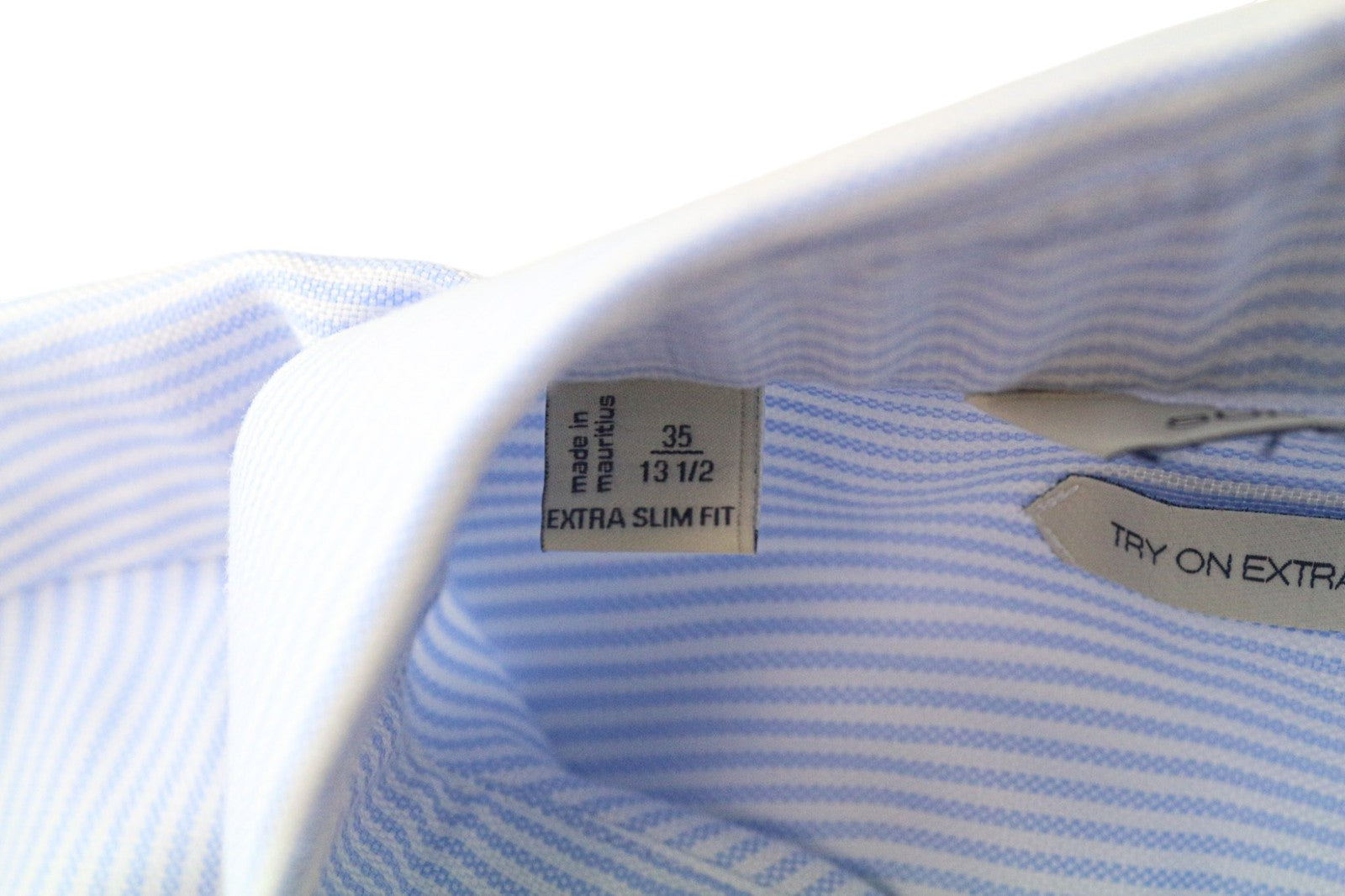 SUITSUPPLY Men Shirt 35/13 1/2 Extra Slim Blue Cotton Cutaway Striped Patterns