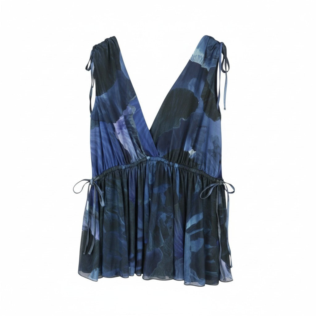 Blue Polyester Blouse