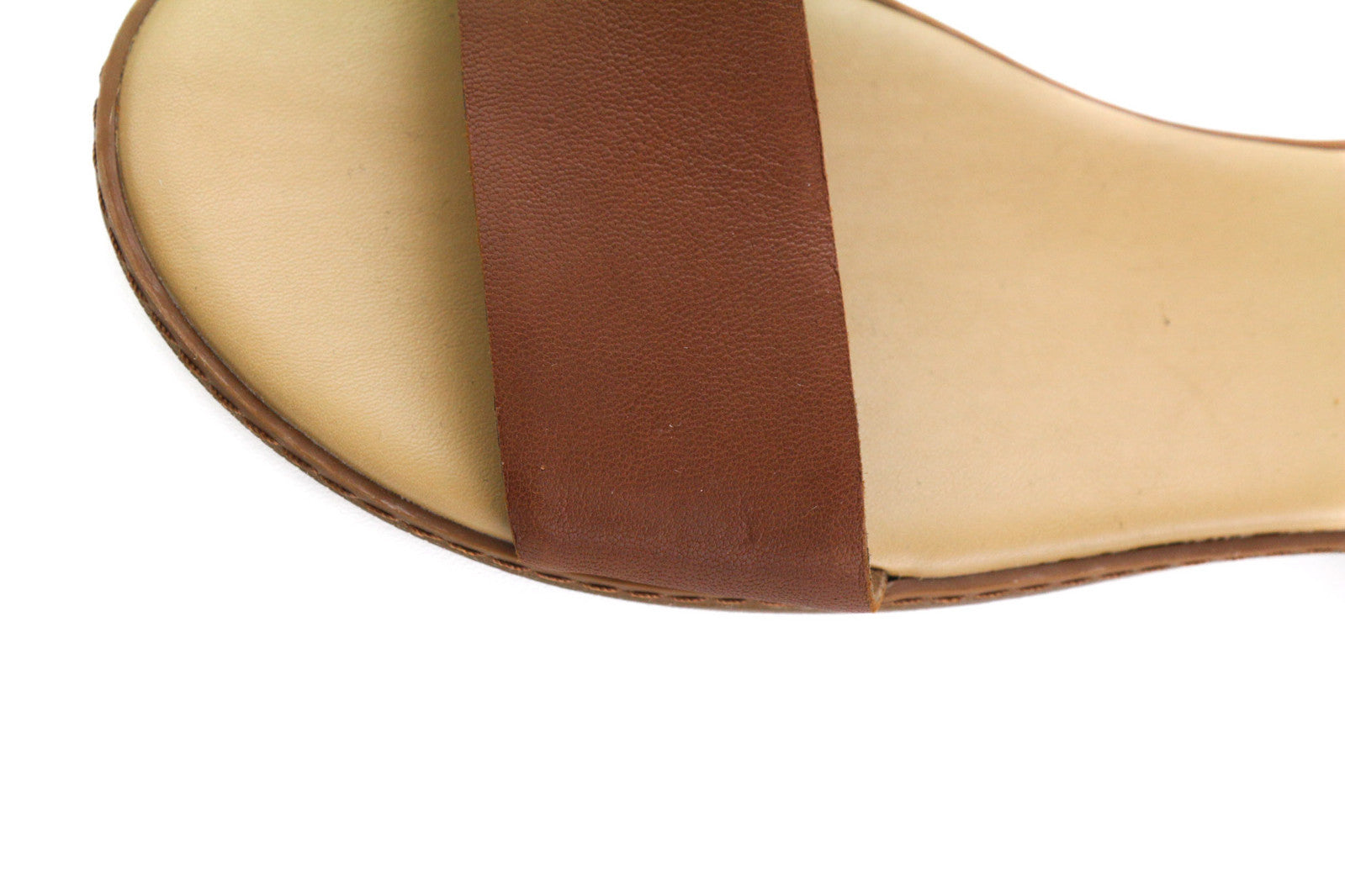 TIMBERLAND A1PCY Women Sandals EU37.5 EU38 Brown Leather Open Toe Buckle Flat