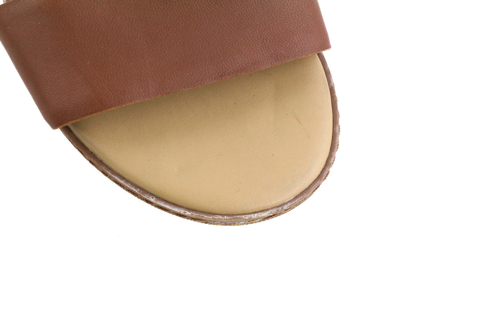 TIMBERLAND A1PCY Women Sandals EU37.5 EU38 Brown Leather Open Toe Buckle Flat