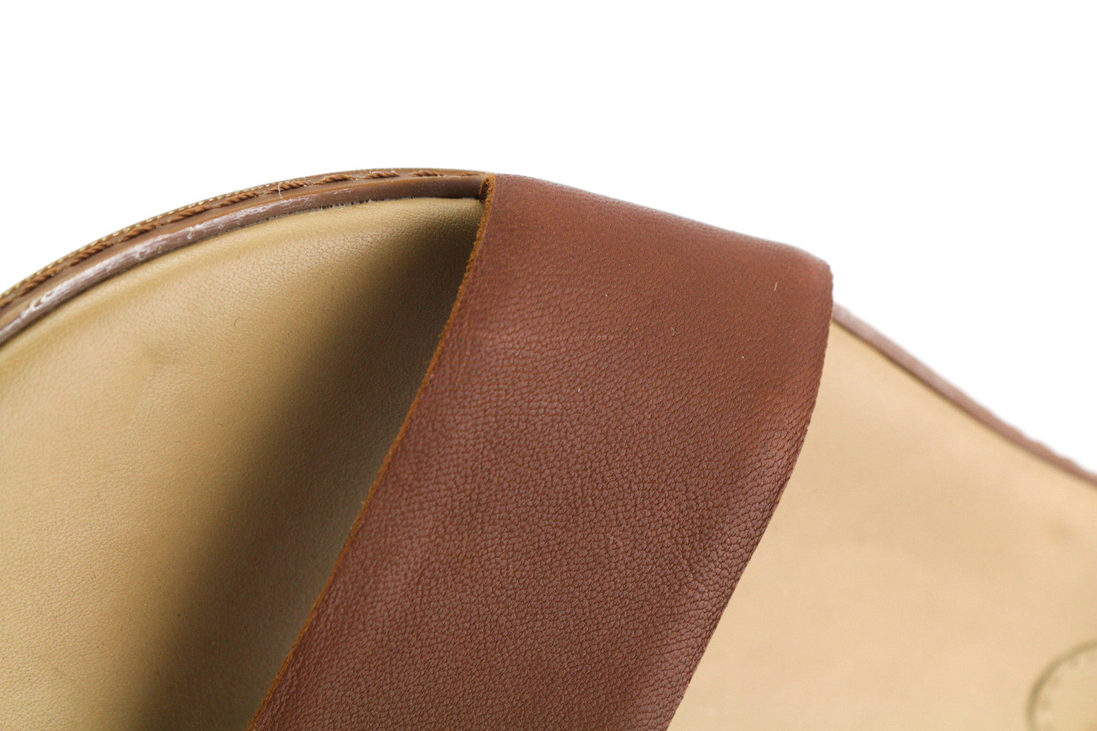 TIMBERLAND A1PCY Women Sandals EU37.5 EU38 Brown Leather Open Toe Buckle Flat