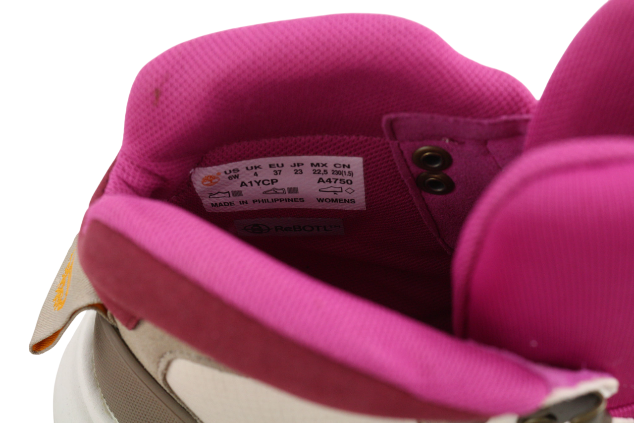 TIMBERLAND A1YCP moteriški aulinukai EU37/37.5 su nėriniuotais migdolų nosimis, ReBOTL logotipu. 