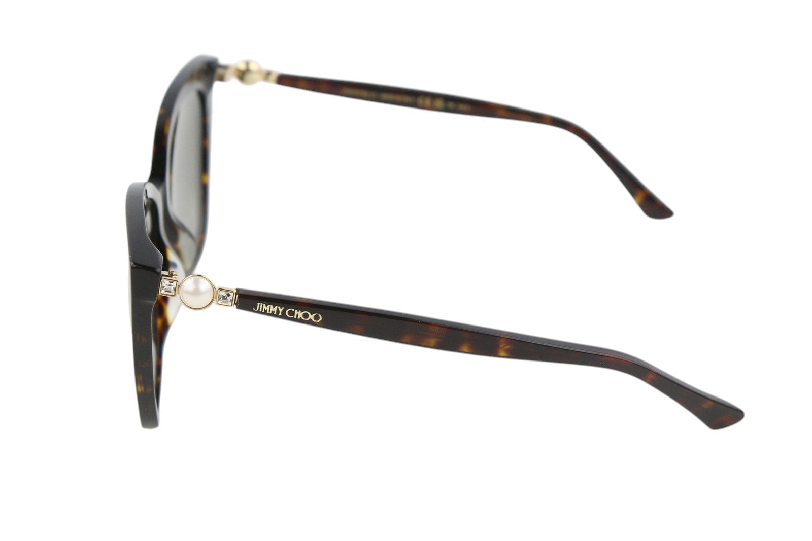 JIMMY CHOO Rua/G/S moteriški akiniai nuo saulės, VIENO DYDŽIO, katės akies formos, gyvūnų rašto, karoliukų, rekomenduojama kaina – 399 € 