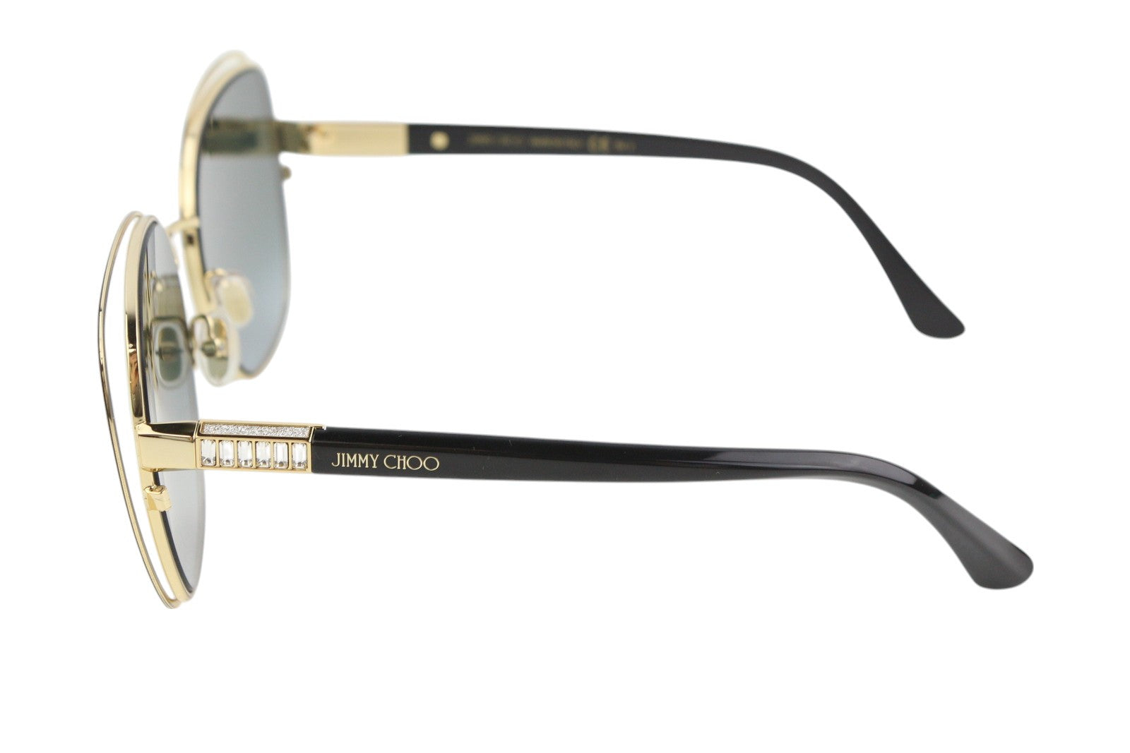 JIMMY CHOO Dodie/S moteriški akiniai nuo saulės VIENO DYDŽIO su blizgučiais ir aukso spalvos detalėmis, rekomenduojama kaina – 349 €