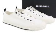 DIESEL S-Astico žemakulniai vyriški sportbačiai, EU46, balti, su raišteliais, migdolų nosimi, logotipas, RRP 120 € 