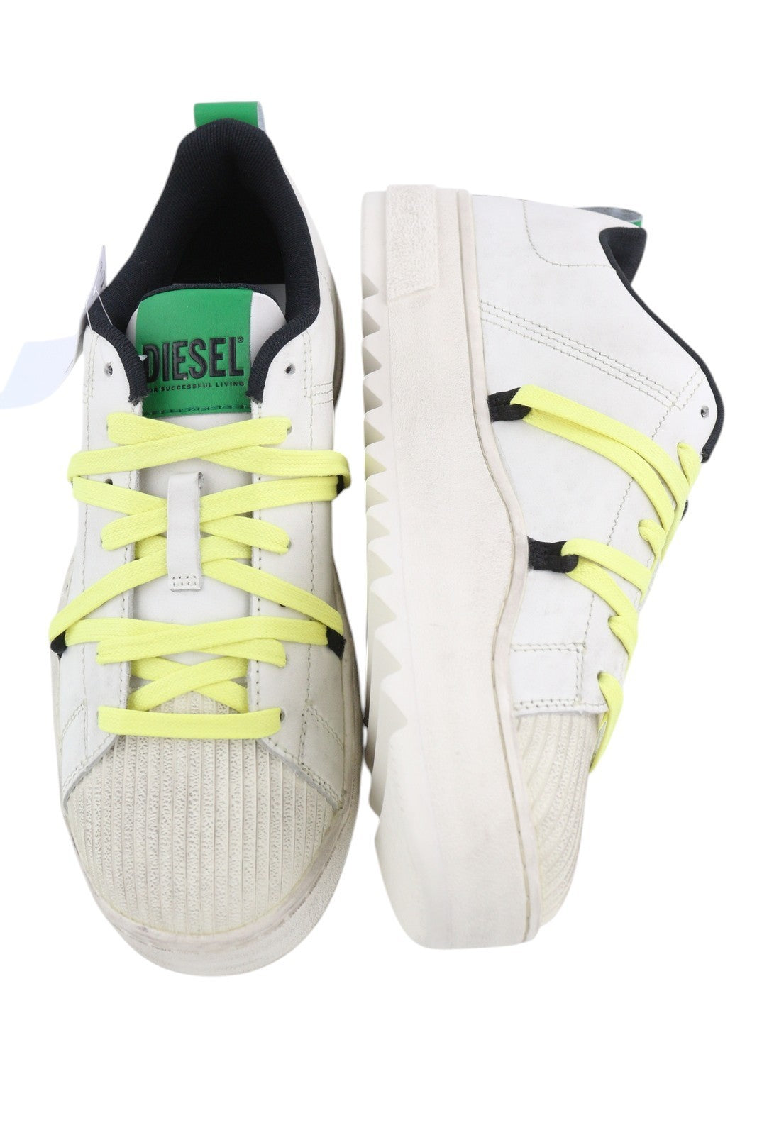 DIESEL S-Shika vyriški sportbačiai su raišteliais, 42,5 dydžio, baltos odos, žema pado pamušalu, logotipas, RRP 220 € 