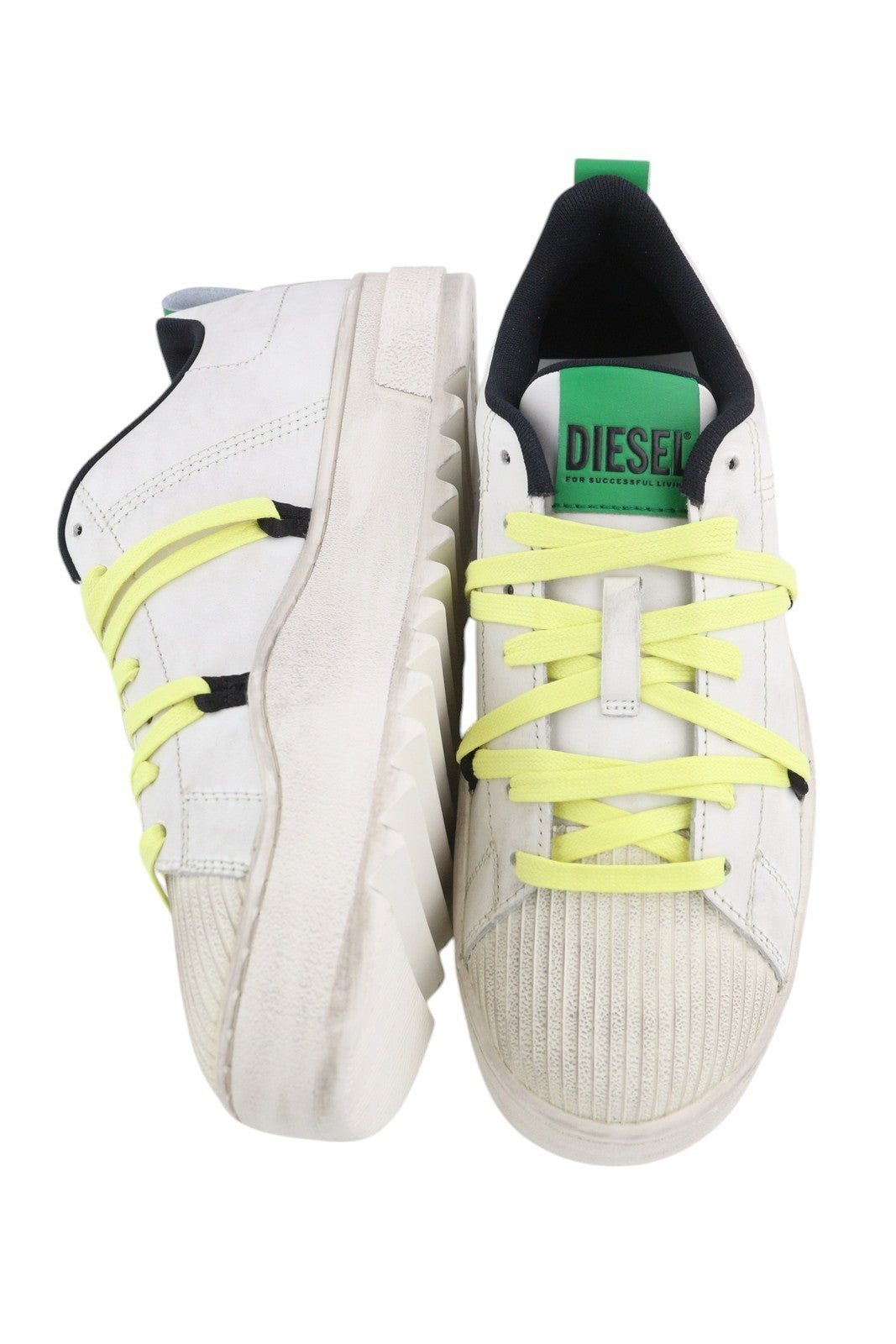 DIESEL S-Shika vyriški sportbačiai su raišteliais, 42,5 dydžio, baltos odos, žema pado pamušalu, logotipas, RRP 220 € 