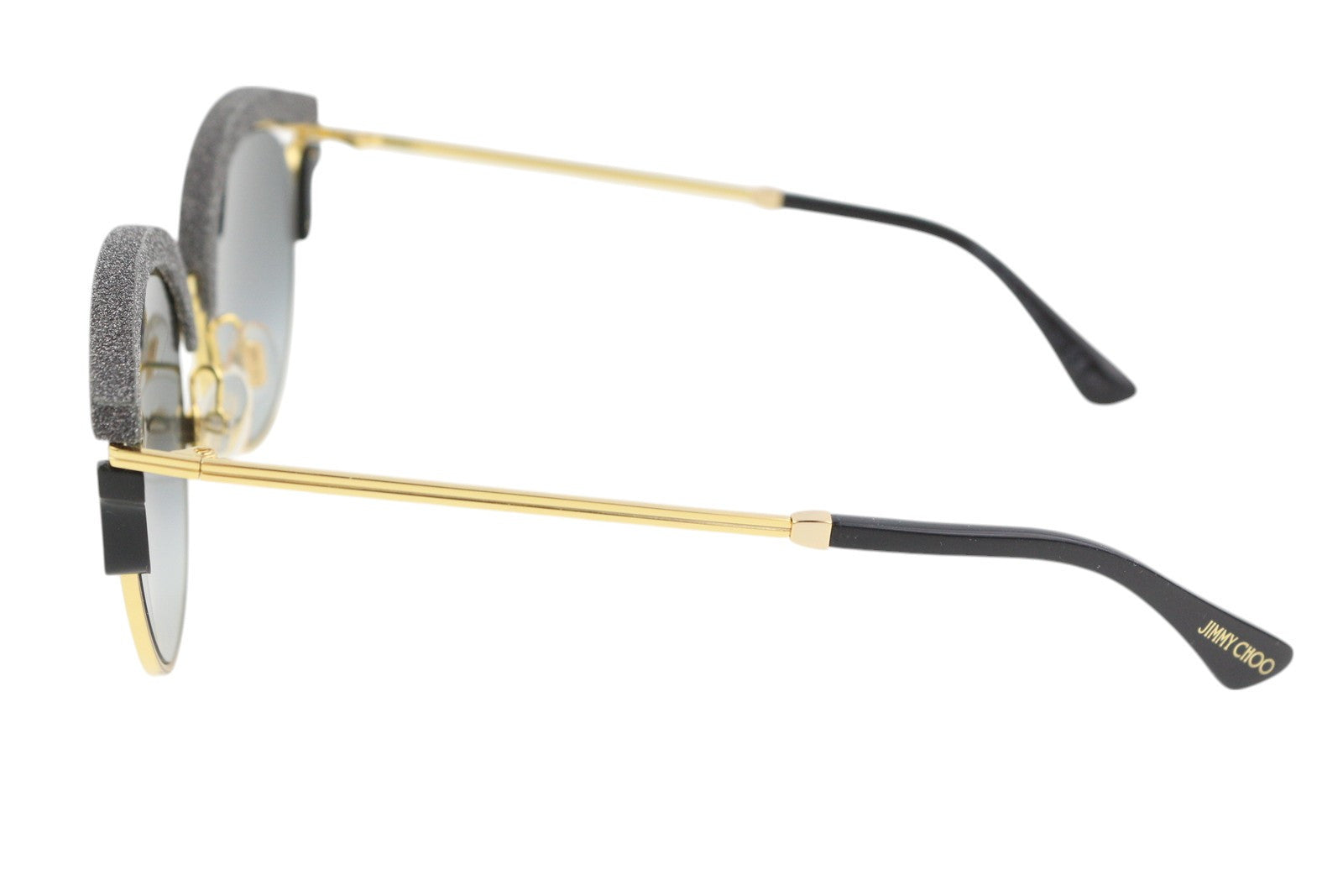 JIMMY CHOO Lash/S moteriški akiniai nuo saulės, VIENO DYDŽIO, aukso spalvos rėmeliai, ovalūs, blizgučiai. Rekomenduojama kaina – 599 €. 