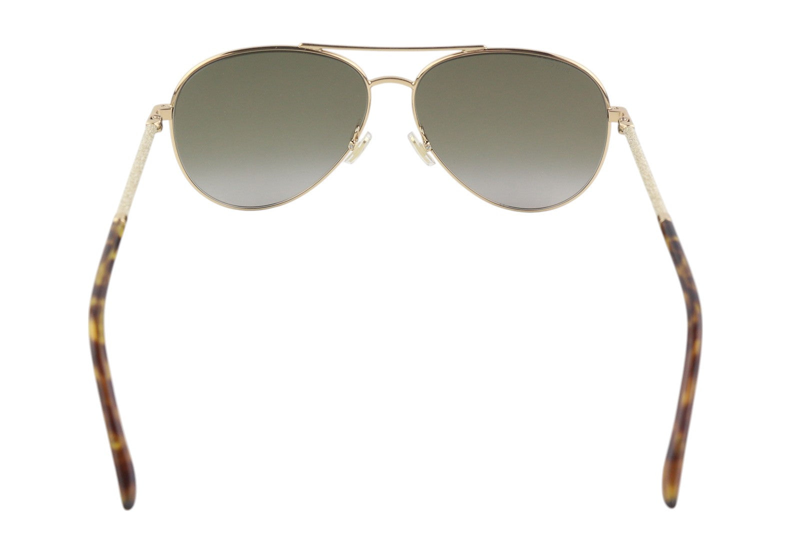 JIMMY CHOO Devan moteriški akiniai nuo saulės, VIENO DYDŽIO, blizgantys auksiniai rėmeliai su tonuotu logotipu, rekomenduojama kaina – 349 € 