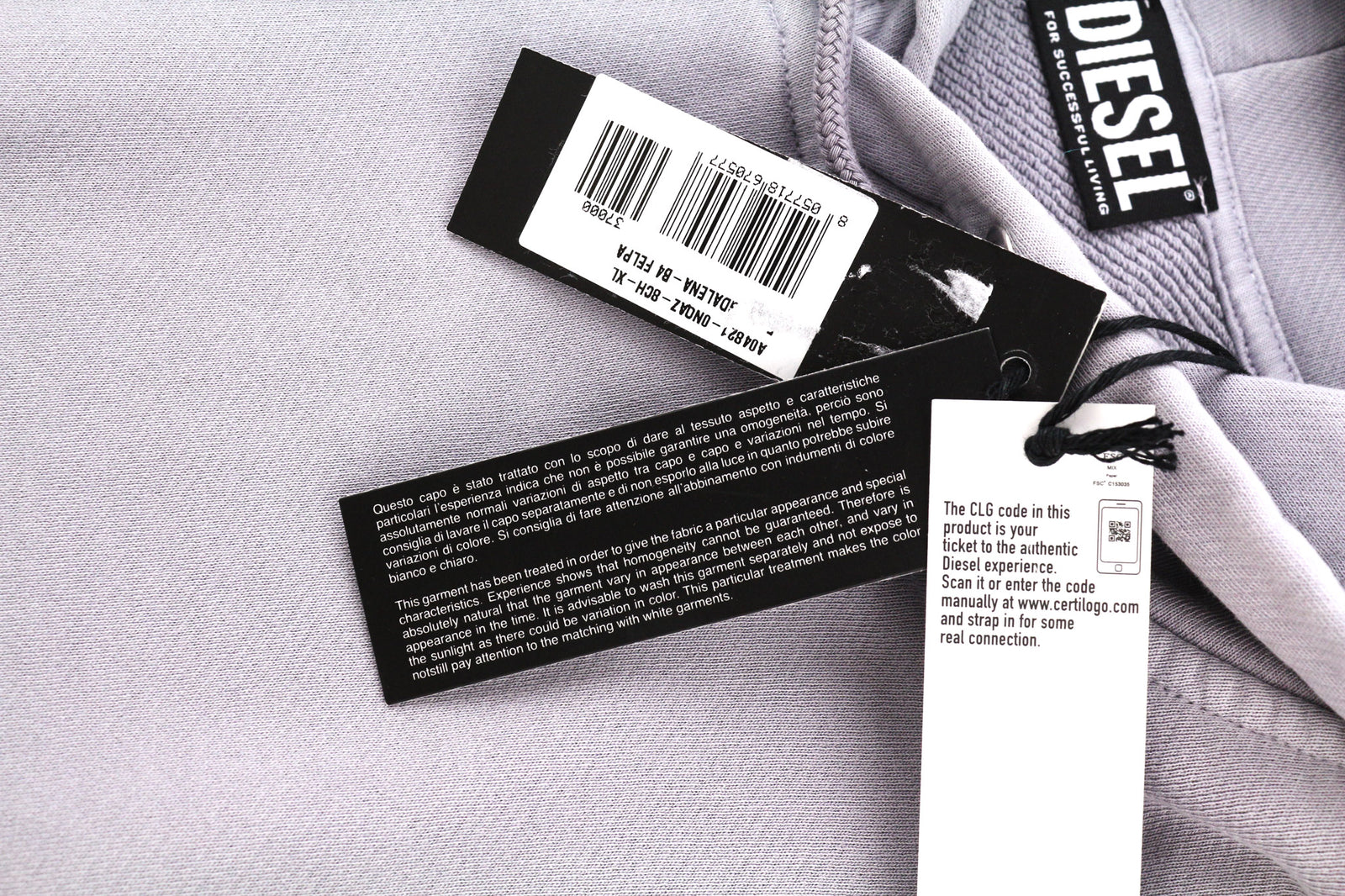 DIESEL F-Magdalena Felpa moteriškas džemperis su gobtuvu, XL dydžio, violetinis, skalbtas, megztinis su gobtuvu, rekomenduojama kaina – 175 € 