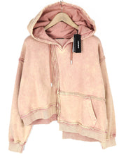 DIESEL F-Mikky moteriškas džemperis su gobtuvu L, šviesiai persikinės spalvos, asimetrinis megztinis su gobtuvu, rekomenduojama kaina – 195 € 