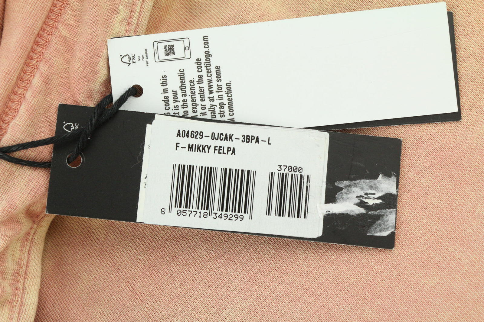 DIESEL F-Mikky Felpa moteriškas džemperis su gobtuvu, L, persikų spalvos, asimetrinė kišenė, rekomenduojama kaina – 195 € 