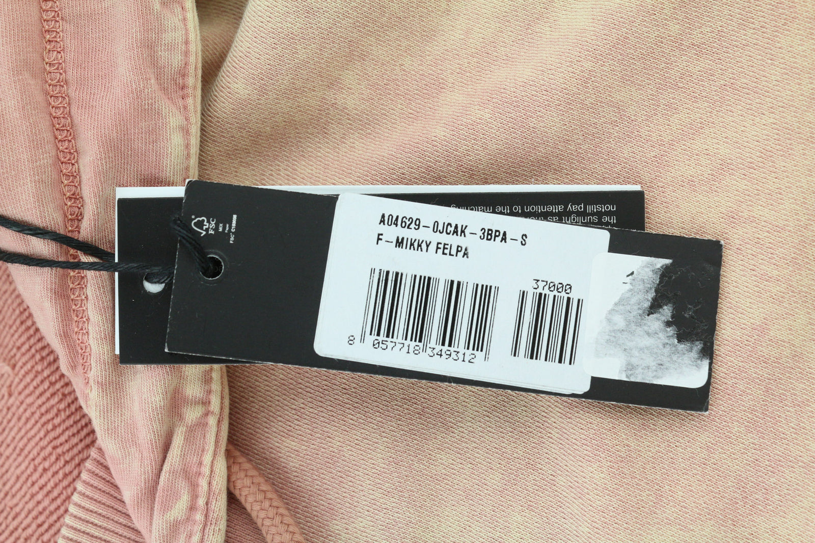 DIESEL F-Mikky Felpa moteriškas džemperis su gobtuvu S, persikų spalvos, asimetrinis, su kišene. Rekomenduojama kaina – 195 €. 