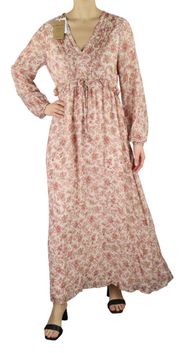 MAISON 123 Nao R Imprimee moteriška suknelė 40 šilko mišinio ilgomis rankovėmis, gėlėta 