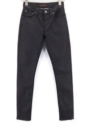 NUDIE JEANS Skinny Lin Women Jeans W26/L32 Black In Black Coated Organic Cotton