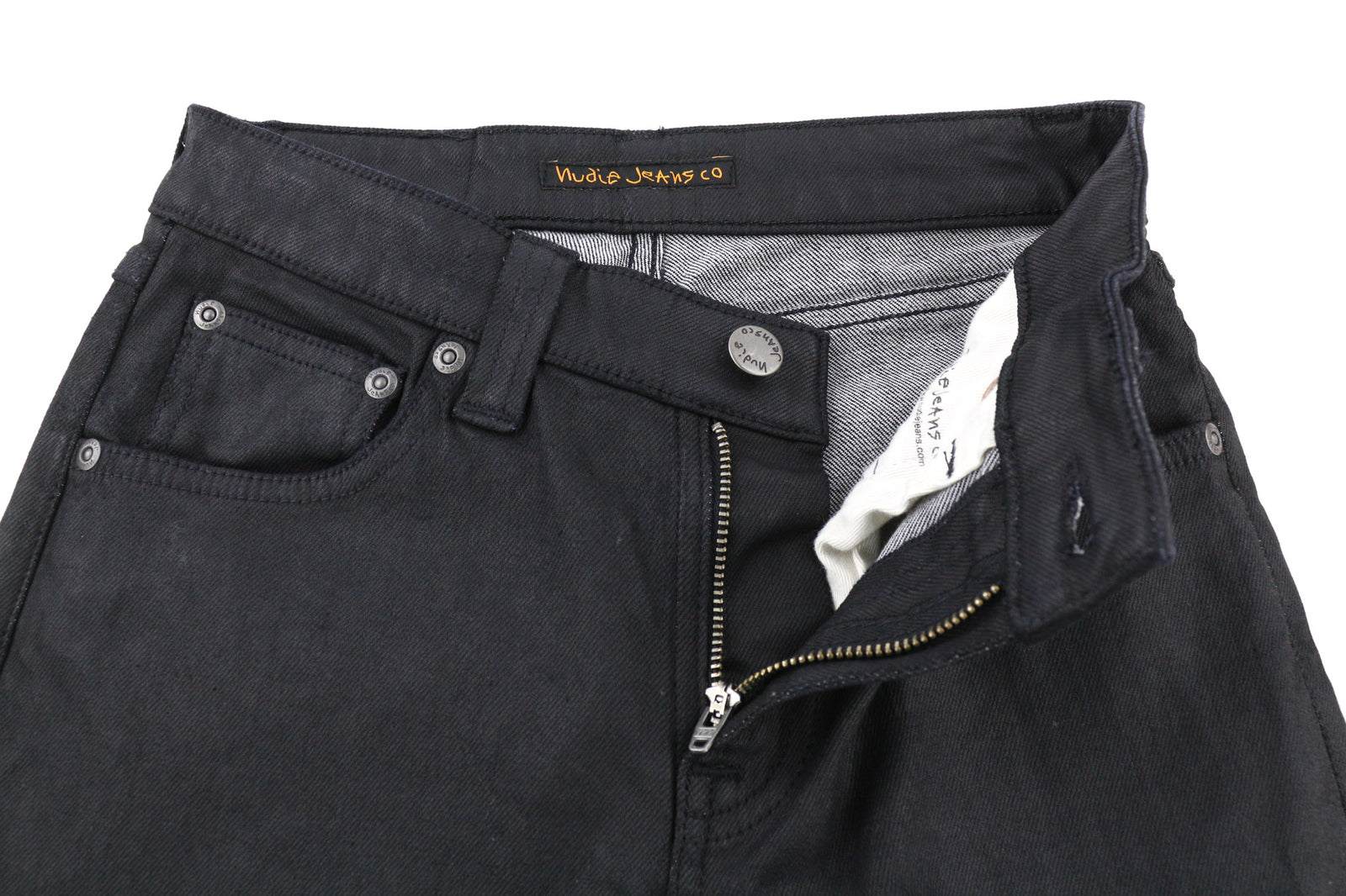 NUDIE JEANS Skinny Lin Women Jeans W26/L32 Black In Black Coated Organic Cotton