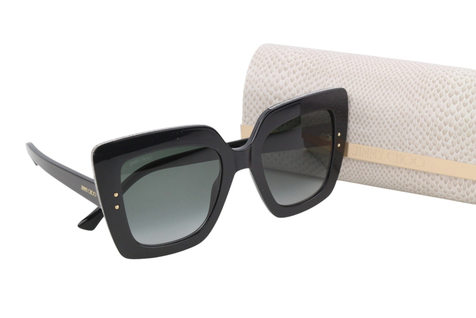 JIMMY CHOO Auri/G/S moteriški akiniai nuo saulės, VIENO DYDŽIO, drugelio formos, blizgantys rėmeliai, rekomenduojama kaina – 349 € 