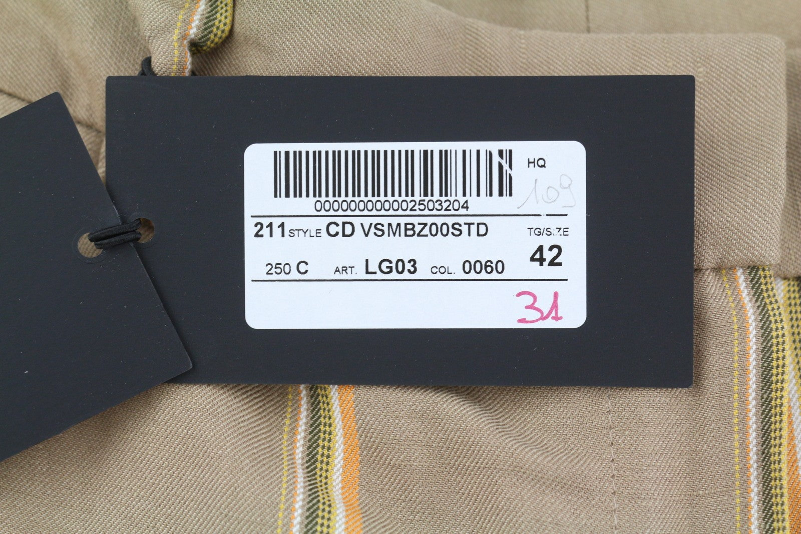 PT TORINO Ambra moteriškos kelnės 42 W30 lininio audinio, dryžuotos, atlenkiamos, rudos spalvos 