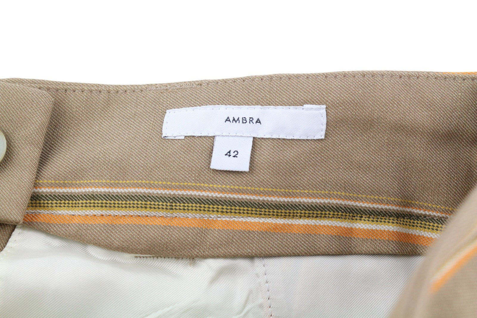 PT TORINO Ambra moteriškos kelnės 42 W30 lininio audinio, dryžuotos, atlenkiamos, rudos spalvos 