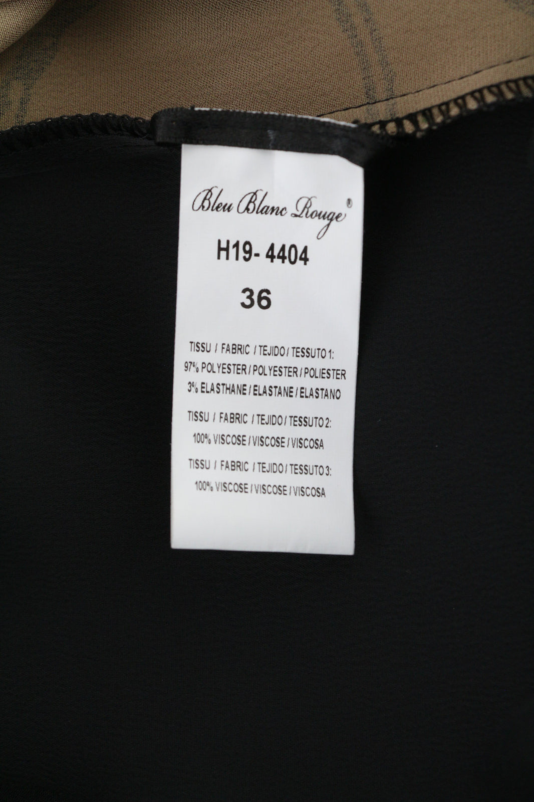 BLEU BLANC ROUGE Magie moteriška suknelė S smėlio spalvos, 3/4 rankovėmis, apvali kaklo iškirpte, raštuota, trumpa 