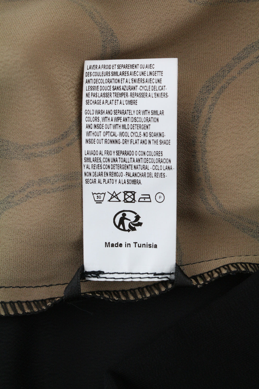 BLEU BLANC ROUGE Magie moteriška suknelė S smėlio spalvos, 3/4 rankovėmis, apvali kaklo iškirpte, raštuota, trumpa 