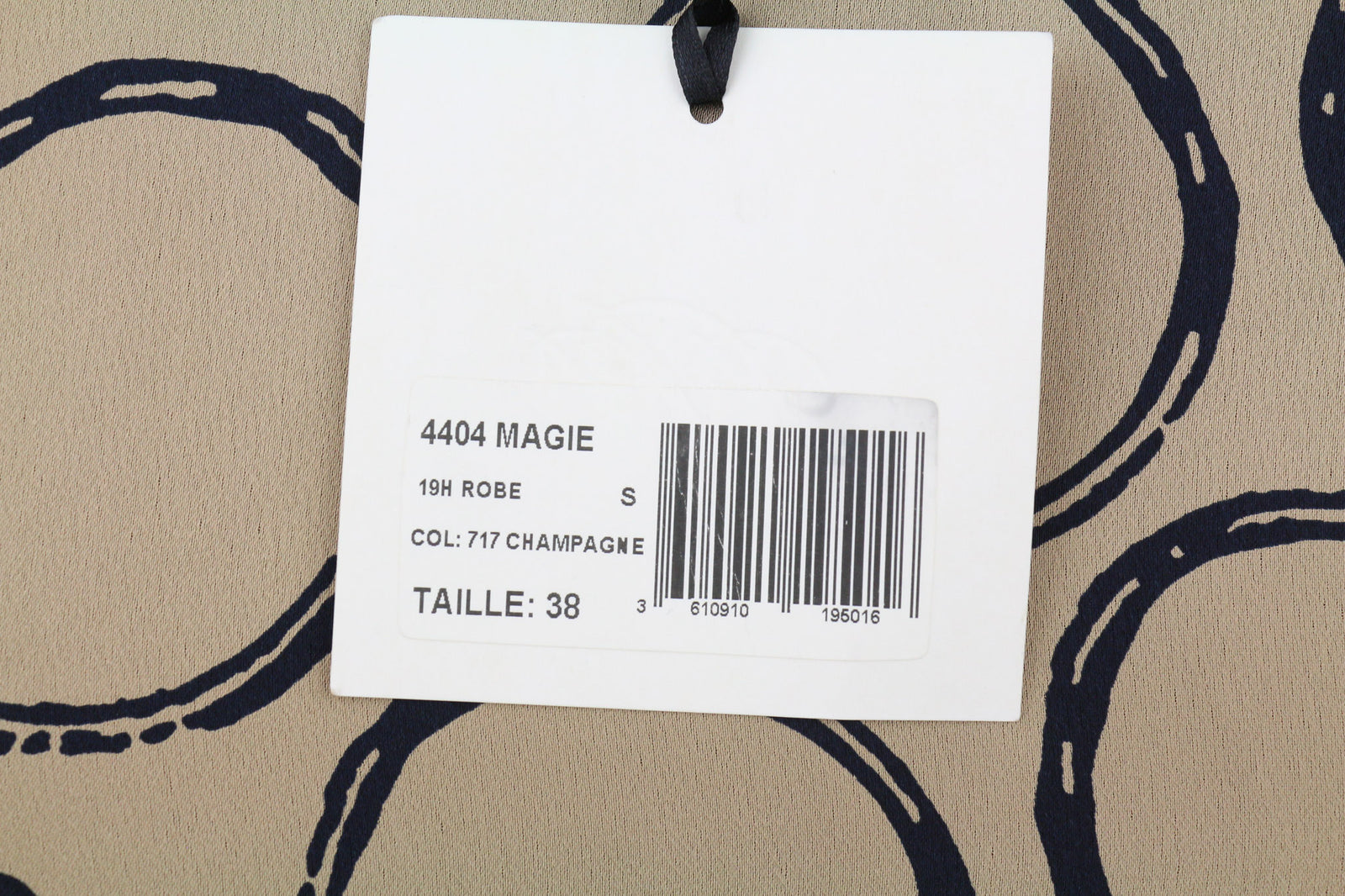 BLEU BLANC ROUGE Magie moteriška suknelė S smėlio spalvos, 3/4 rankovėmis, apvali kaklo iškirpte, raštuota trumpa suknelė 