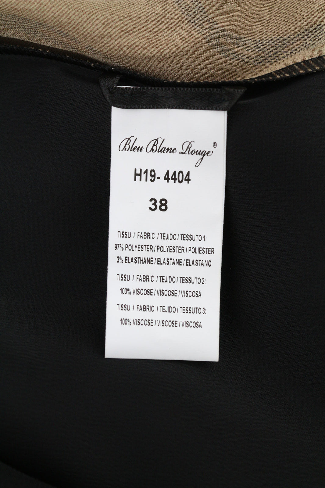 BLEU BLANC ROUGE Magie moteriška suknelė S smėlio spalvos, 3/4 rankovėmis, apvali kaklo iškirpte, raštuota trumpa suknelė 