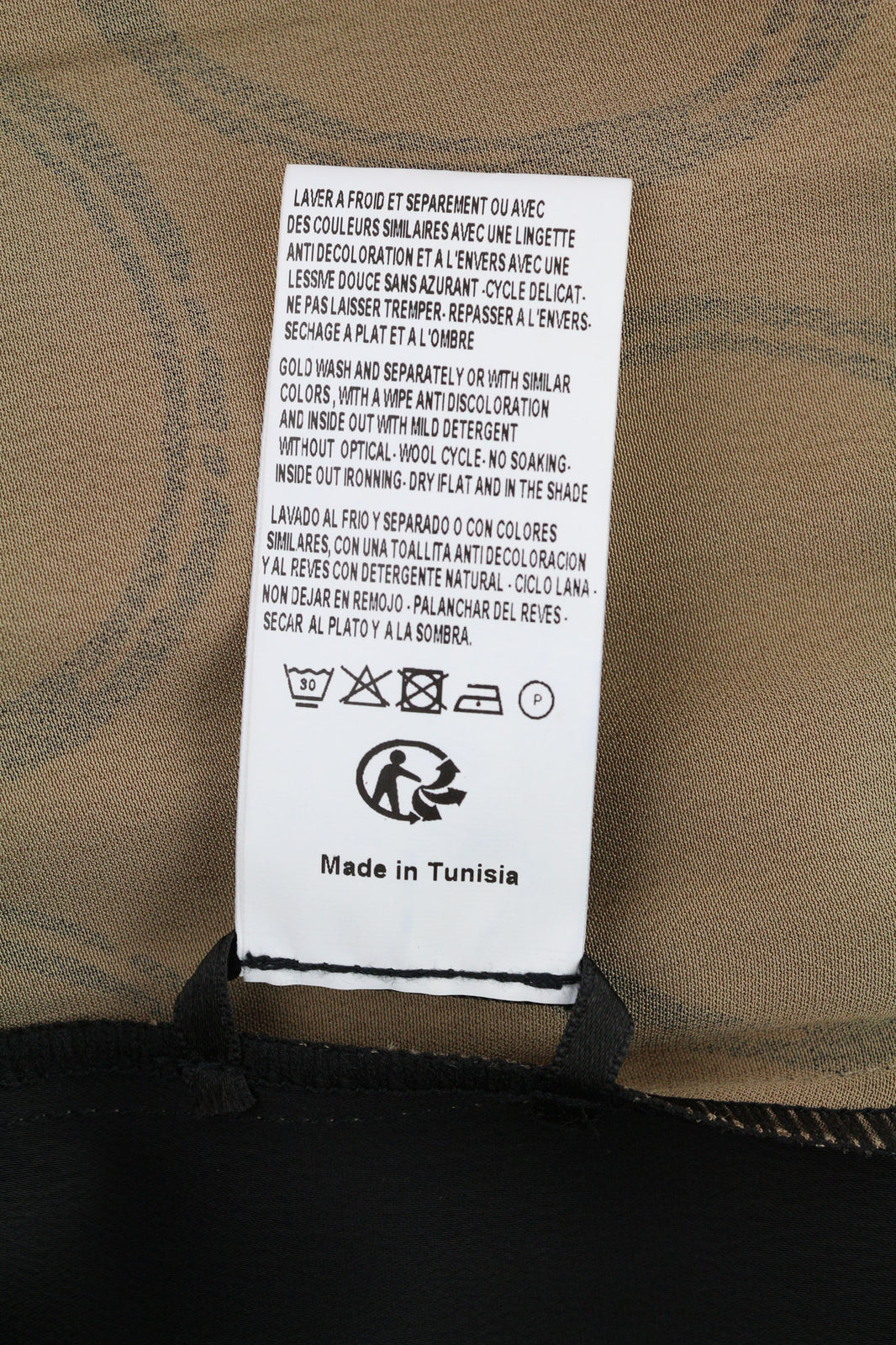 BLEU BLANC ROUGE Magie moteriška suknelė S smėlio spalvos, 3/4 rankovėmis, apvali kaklo iškirpte, raštuota trumpa suknelė 