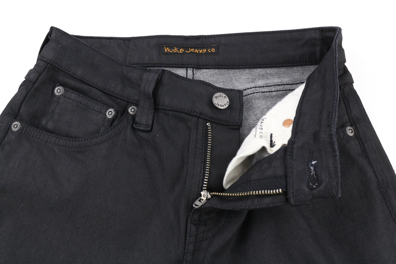 NUDIE JEANS Skinny Lin Women Jeans W27/L32 Black In Black Coated Organic Cotton