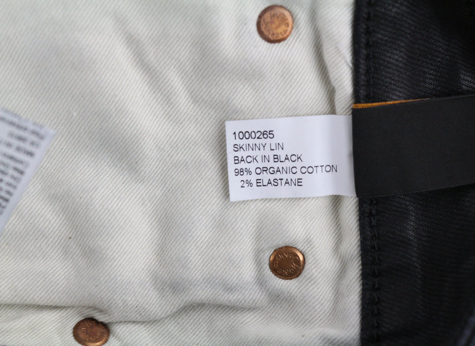 NUDIE JEANS Skinny Lin Women Jeans W27/L32 Black In Black Coated Organic Cotton