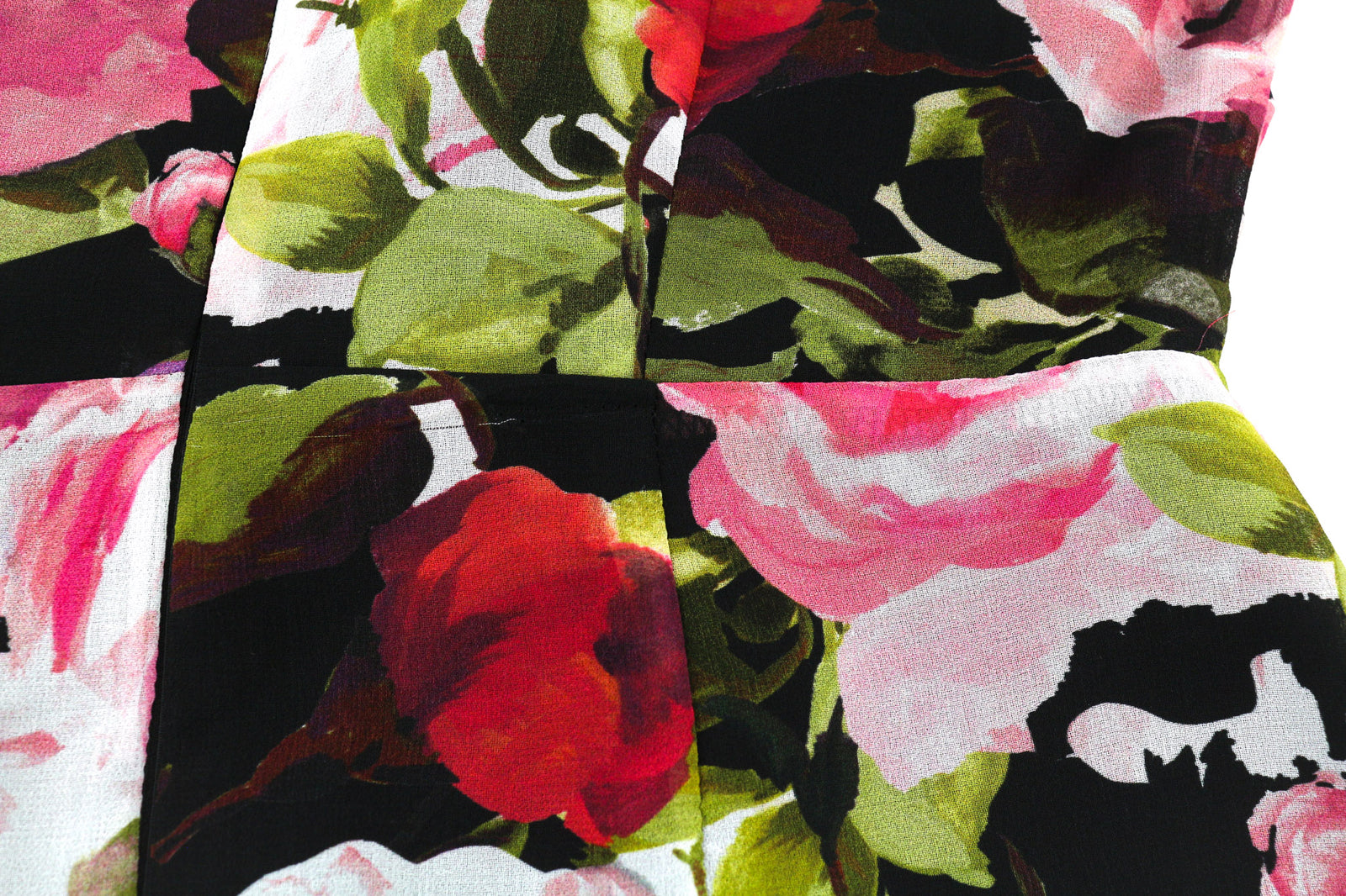 LIU JO Volant moteriška suknelė 40 gėlių rašto ilgomis rankovėmis, V formos iškirpte, užtrauktuku ir logotipu. 