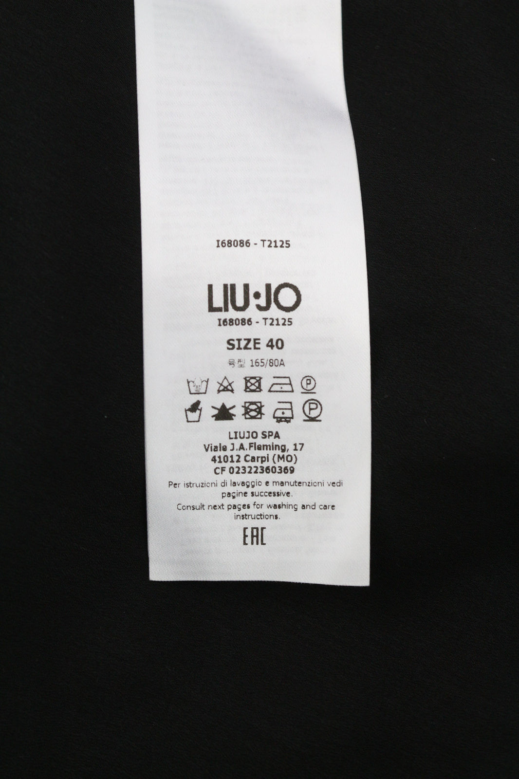 LIU JO Volant moteriška suknelė 40 gėlių rašto ilgomis rankovėmis, V formos iškirpte, užtrauktuku ir logotipu. 