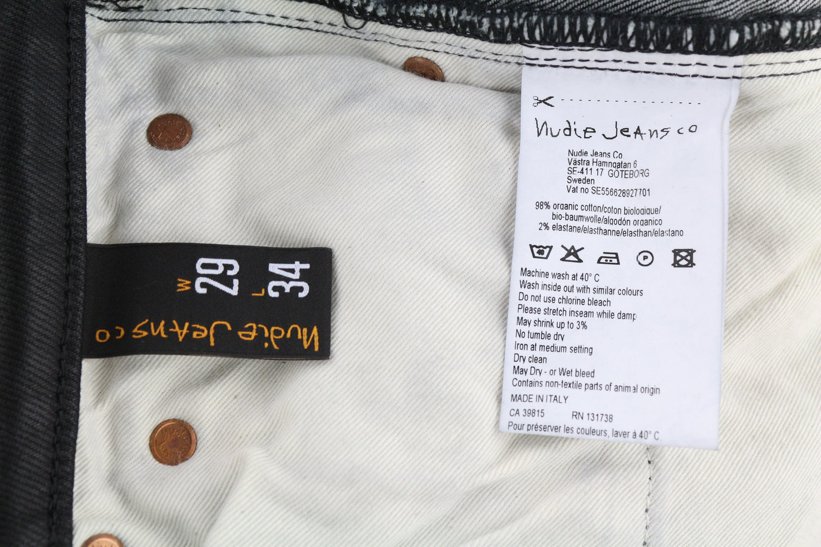 NUDIE JEANS Skinny Lin Men Jeans W29/L34 Black In Black Coated Organic Cotton