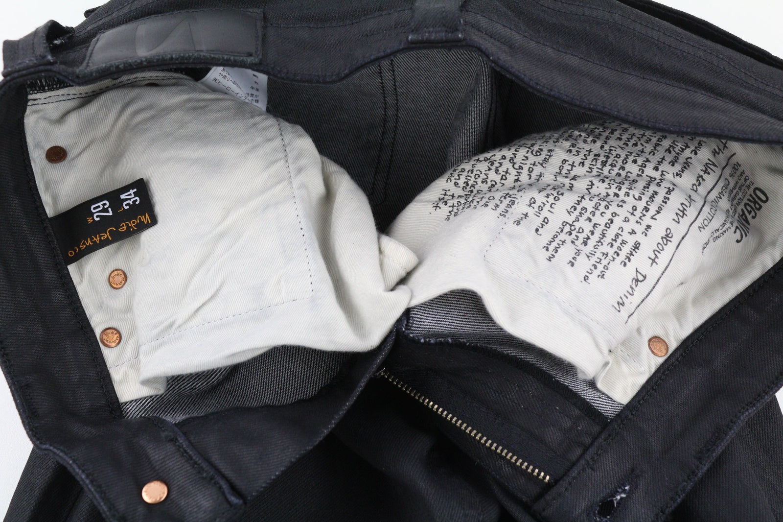 NUDIE JEANS Skinny Lin Men Jeans W29/L34 Black In Black Coated Organic Cotton