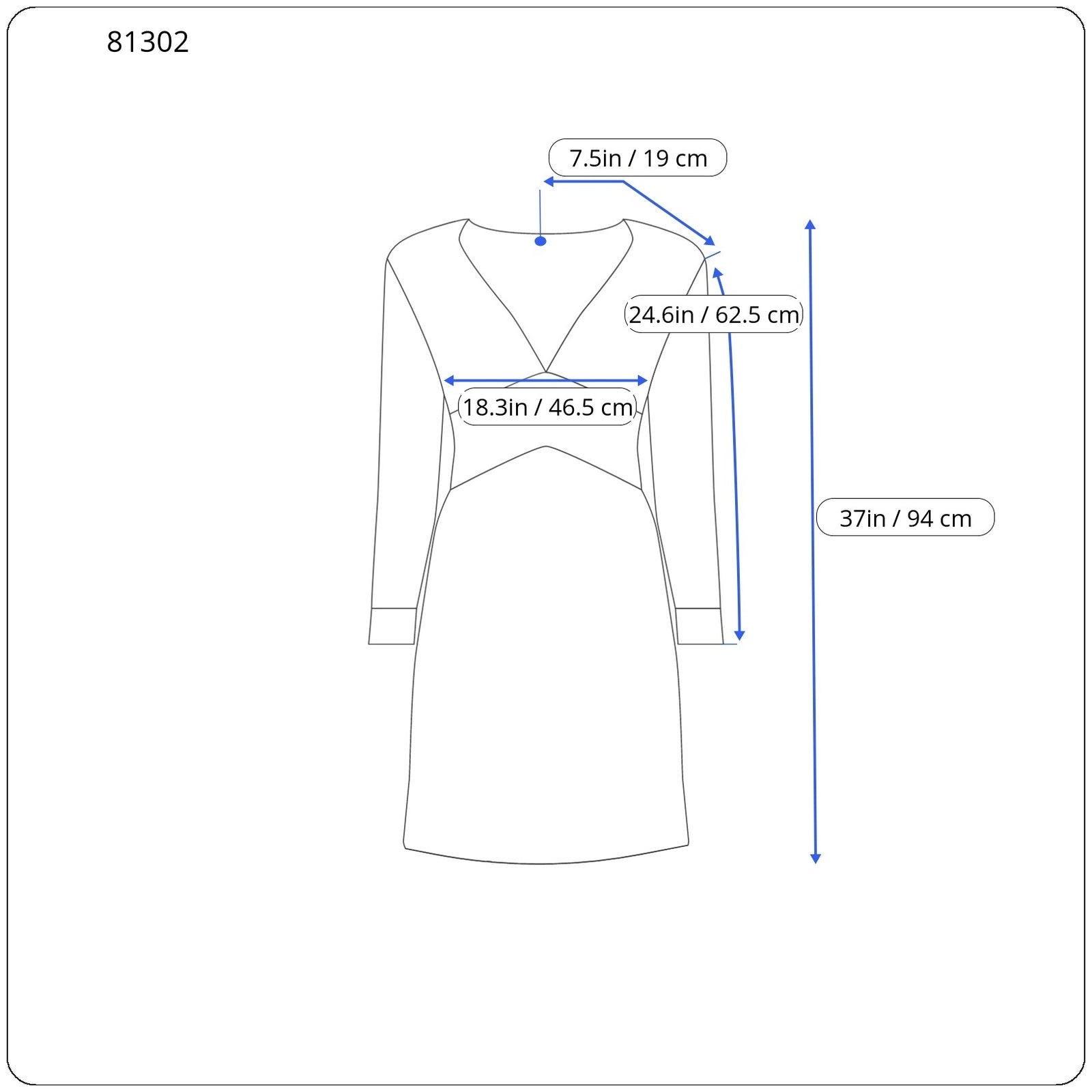 SUPERTRASH Dambi moteriška suknelė, 36 colių ilgio rankovėmis, V formos iškirpte, be pamušalo, trumpa logotipu 