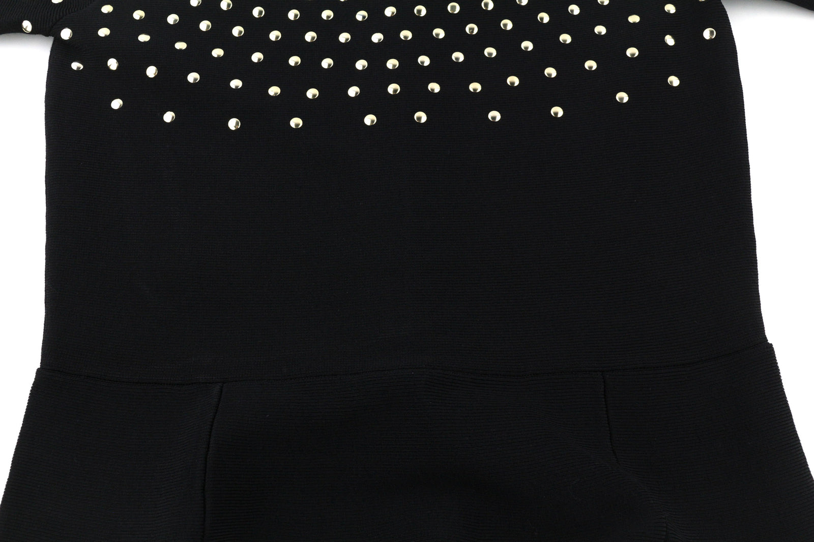 MARCIANO FOR GUESS moteriška suknelė M juoda ilgomis rankovėmis atvirais pečiais metalinėmis detalėmis 