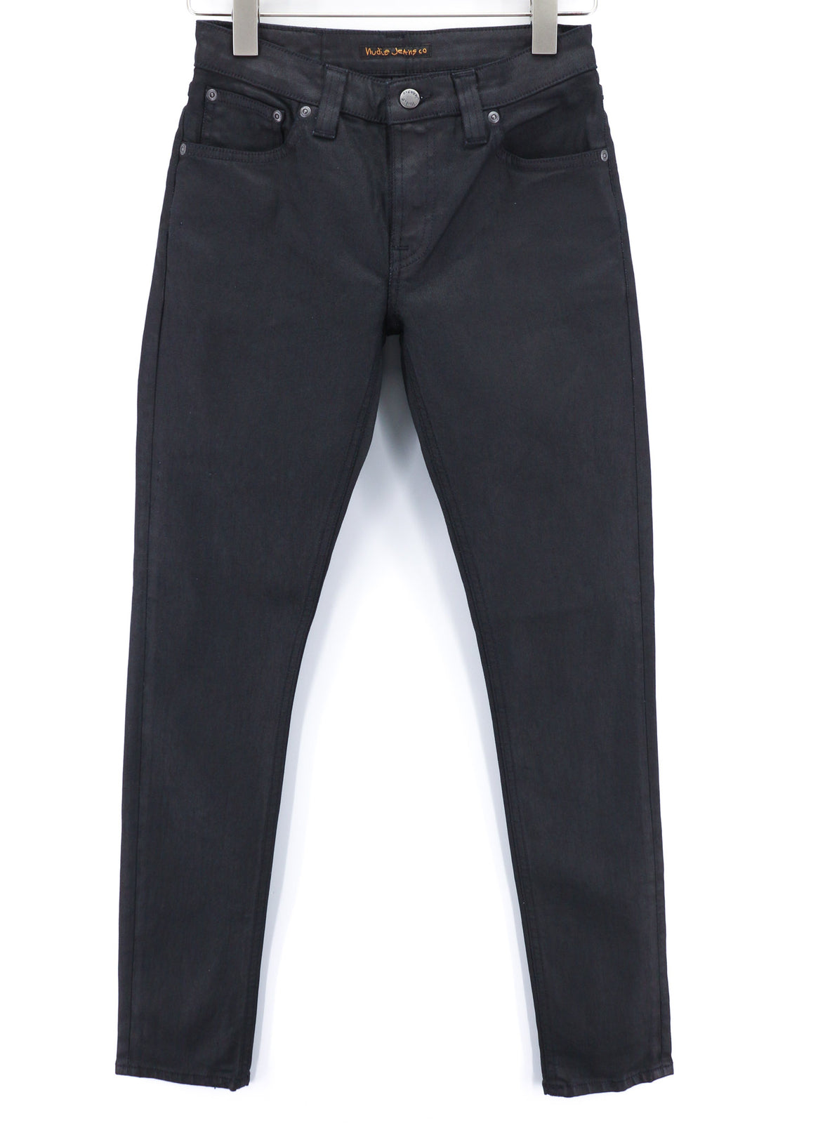 NUDIE JEANS Skinny Lin Men Jeans W28/L32 Black In Black Coated Organic Denim