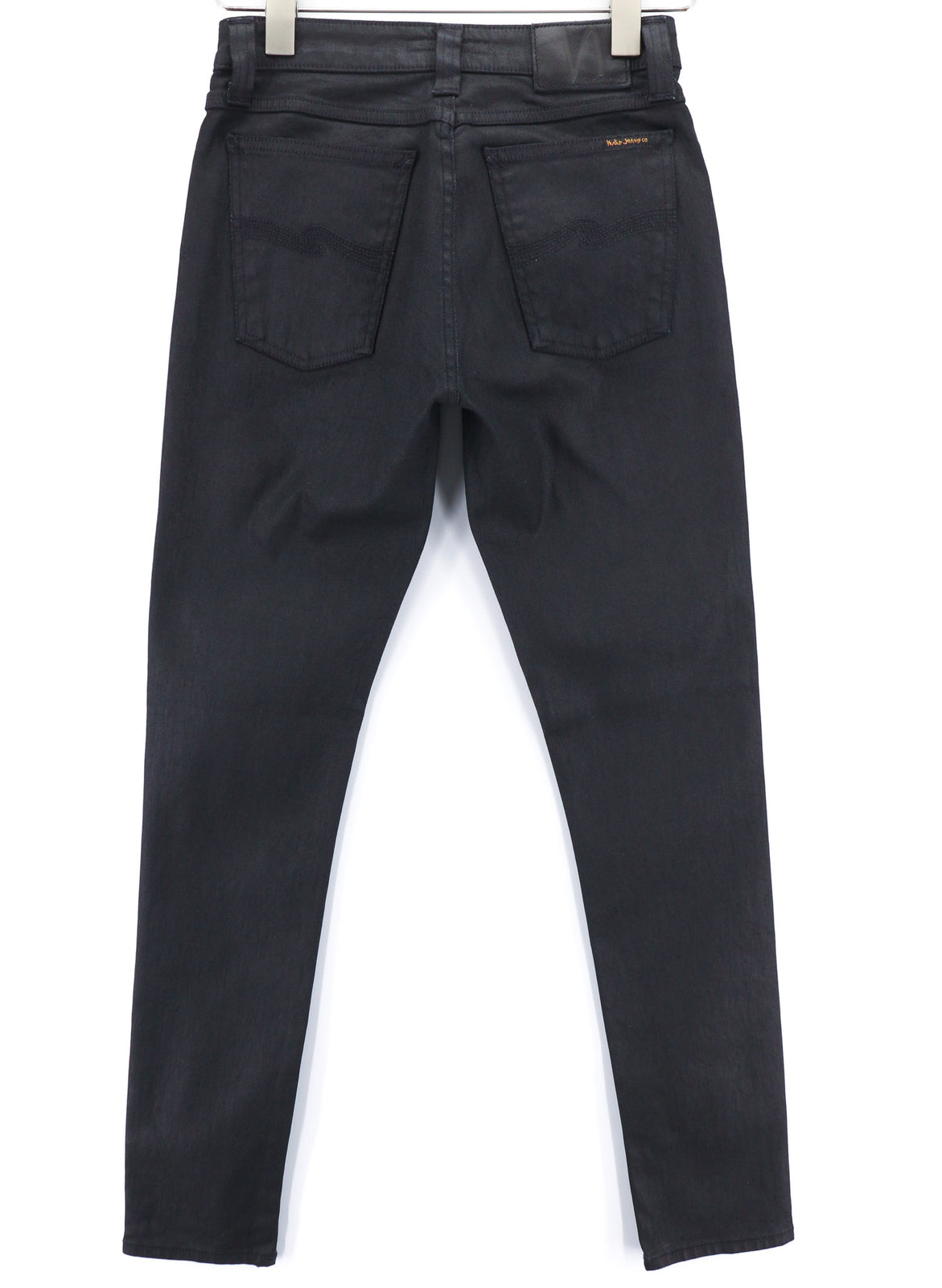 NUDIE JEANS Skinny Lin Men Jeans W28/L32 Black In Black Coated Organic Denim