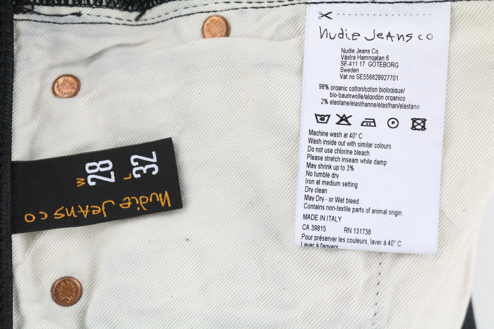 NUDIE JEANS Skinny Lin Men Jeans W28/L32 Black In Black Coated Organic Denim