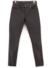 NUDIE JEANS Skinny Lin Men Jeans W28/L32 Black In Black Coated Organic Zip Fly