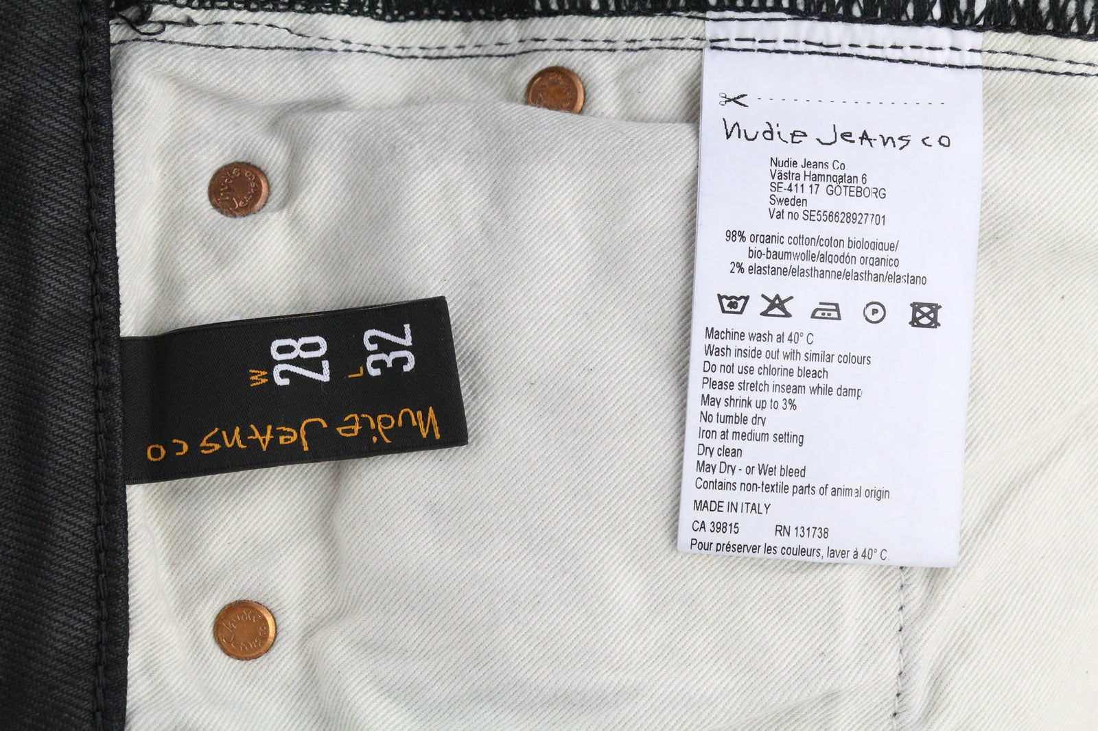 NUDIE JEANS Skinny Lin Men Jeans W28/L32 Black In Black Coated Organic Zip Fly