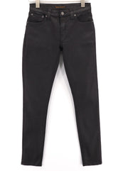 NUDIE JEANS Skinny Lin vyriški džinsai W28/L32 juodi su juodai dengta medvilnine užtrauktuku 