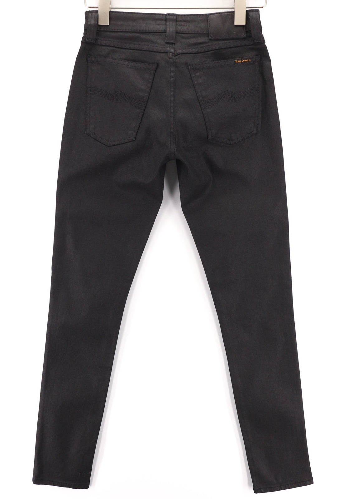 NUDIE JEANS Skinny Lin vyriški džinsai W28/L32 juodi su juodai dengta medvilnine užtrauktuku 