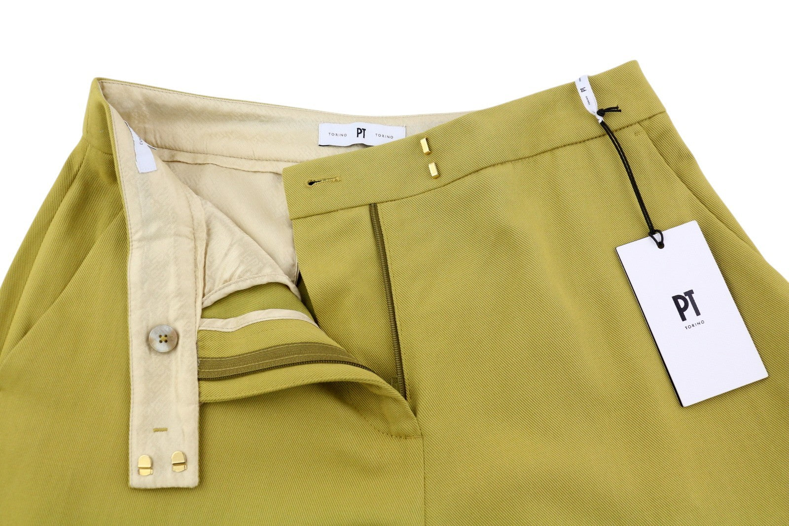 PT TORINO Colette moteriškos kelnės, 40 W28, žalios, atlenktos, lininio audinio iki kulkšnių, RMK 315 € 