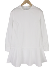 SUISTUDIO Dylan moteriška suknelė UK10 balta medvilninė ilgomis rankovėmis apvalios iškirptės logotipu šortai 